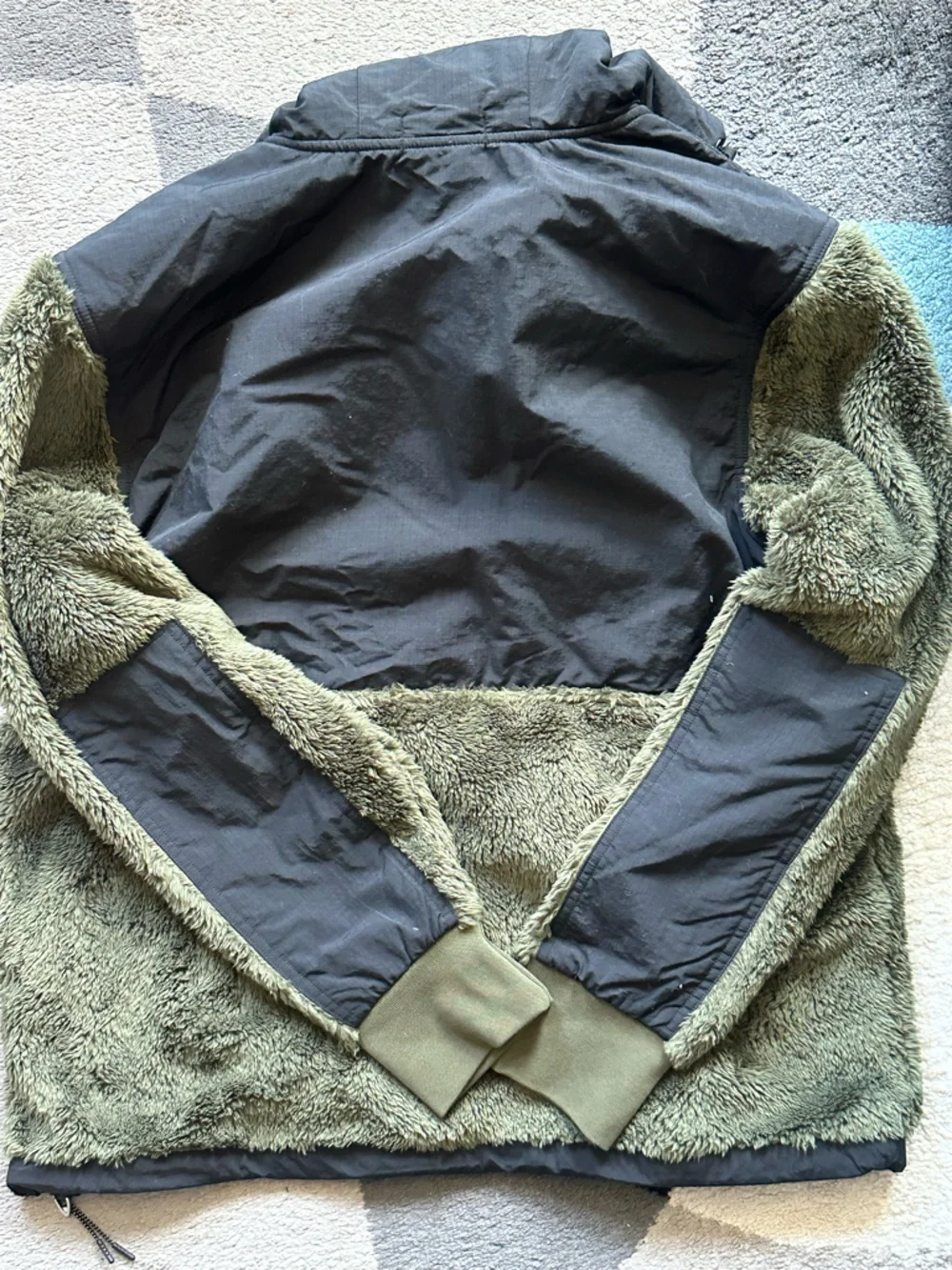 Polo by Ralph Lauren Olive Green and Black Hooded Sherpa Jacket - Picture 2 of 5